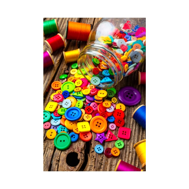 Jar Of Buttons And Thread Still Life by photogarry