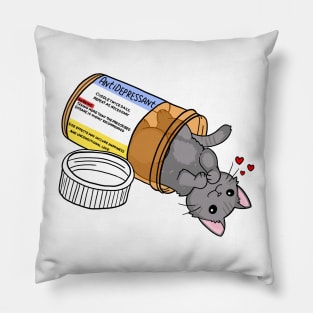 Grey kitty antidepressant love medicine Pillow