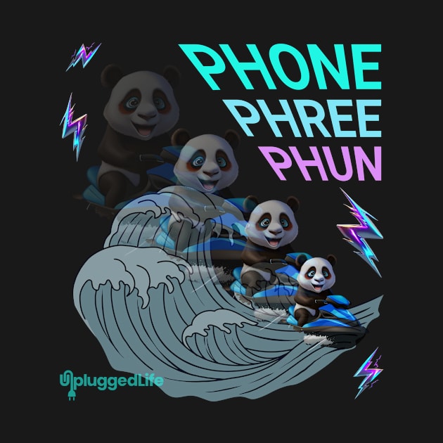 Panda Jetski Waverunner Phone Phree Phun Tee by UnpluggedLife