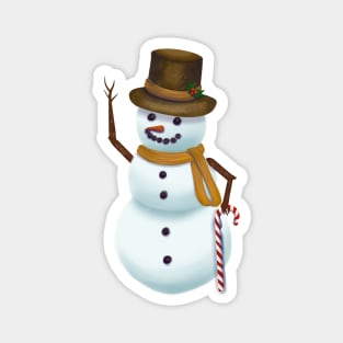 Snowman with Candy Cane Magnet