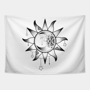 Celestial moon and sun mandala design Tapestry