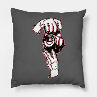 photographer reporter paparazzi photojournalist lensman shutterbug media press Pillow