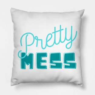 Pretty mess teal blue Pillow