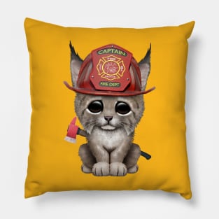 Cute Lynx Cub Firefighter Pillow