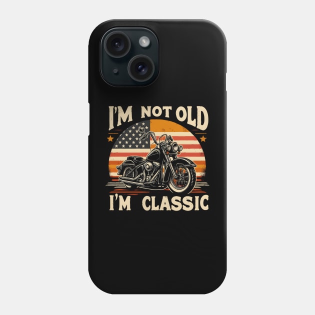 Vintage Biker America Flag Motorcycle Rider Father's Day Phone Case by TopTees