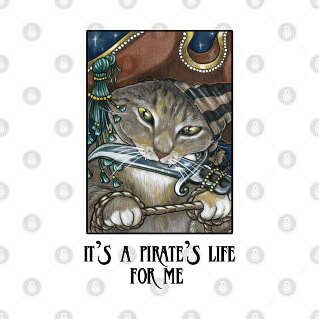 Pirate Cat Assassin - Quote - Black Outlined by Nat Ewert Art