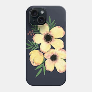 Yellow anemone flower bouquet Phone Case