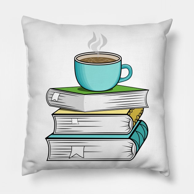 Books And Coffee Pillow by Designoholic