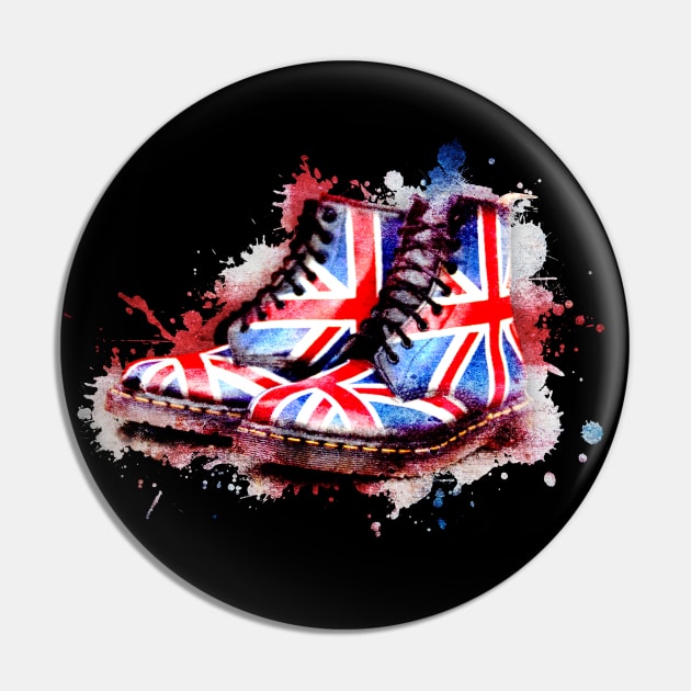 Union Jack flag Dr Martens boots on Black Pin by CACreative