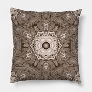 Kaleidoscope ripples of life in brown Pillow