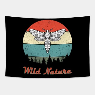 Wild Nature Moth White Abstract Sunset Tapestry