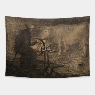 The Spinning Wheel by Giovanni Segantini Tapestry