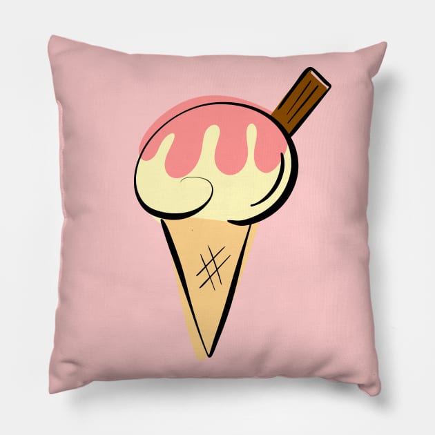 Ice Cream Flake and Strawberry Sauce Pillow by Squeeb Creative