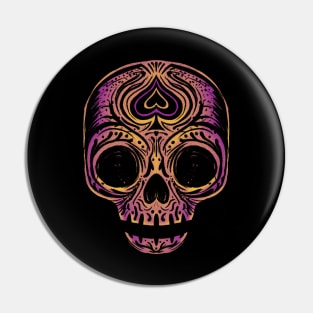 Sugar Skull - pink yellow Pin