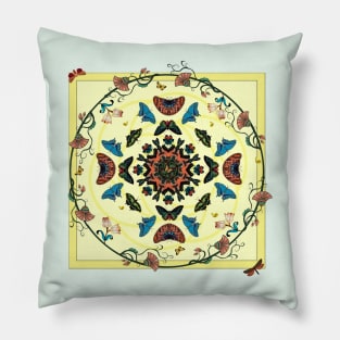 Butterfly Garden Mandala Collage Pillow