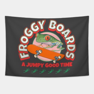 Funny Cute Red Eyed Tree Frog Riding Skateboard Tapestry