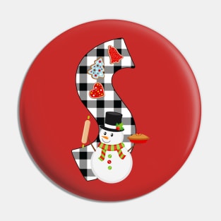 BW Buffalo Checks Pattern Monogram S | Snowman Pin