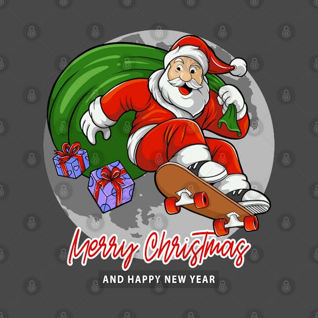 Santa Claus Playing Skateboard by DMD Art Studio