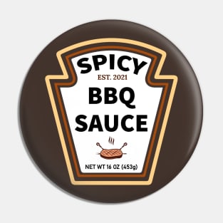 Spicy BBQ Sauce Label Costume Pin