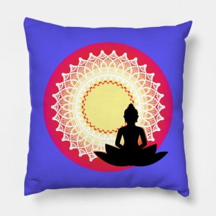 Buddha - The Peaceful Meditating Enlightened Soul Mandala Print Design GC-092-13 Pillow