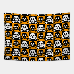 Orange Skulls Tapestry