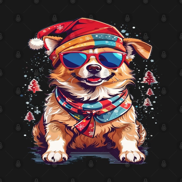Christmas dog waring Christmas hat by sukhendu.12