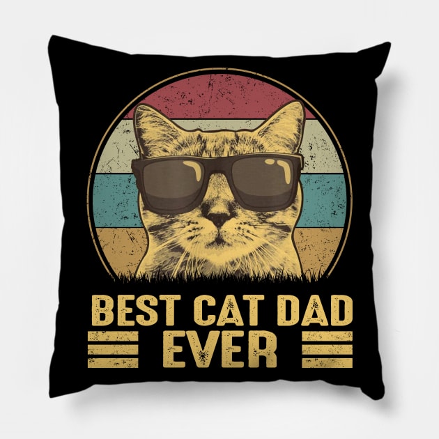 Vintage Best Cat Dad Ever Bump Fist Cool Shirt Pillow by HomerNewbergereq