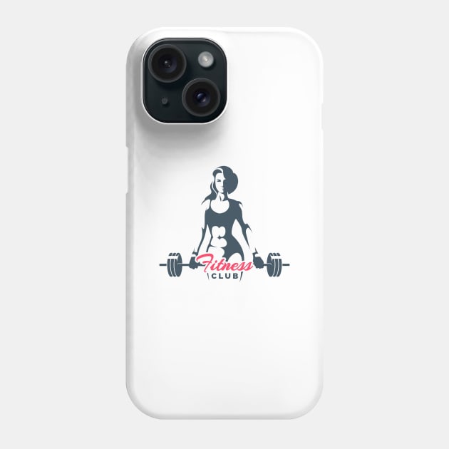 Fitness Club Logo Woman Holds Barbell Phone Case by devaleta