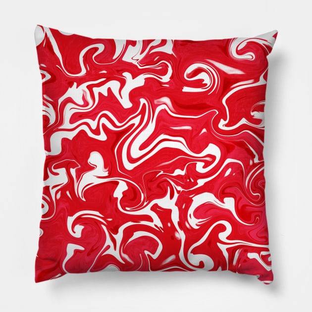 Red and white liquify art Pillow by NadiaChevrel