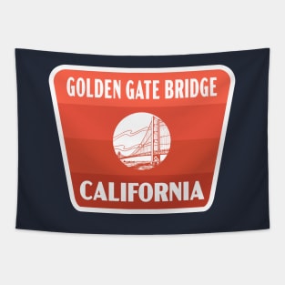 Golden Gate Bridge California Retro Badge (Red) Tapestry