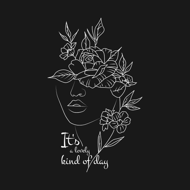 Elegant Women's Face with Floral Line Art by Charith