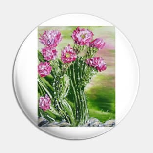 cactus painting with pink flowers Pin