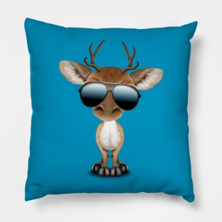 Cute Baby Deer Wearing Sunglasses Pillow