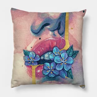 Flowers in mouth Pillow