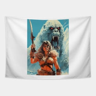 Ice Warrior Queen Vs The Yeti Beast Tapestry