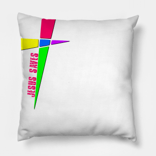 Colorful Cross - Jesus Saves Pillow