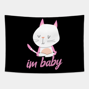 Im Baby Meme Cute Cat Pink And White Youthful Neko Kitten Kawaii Tapestry