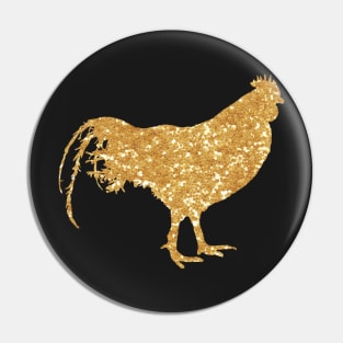 GLITTER CHICKEN - Light Gold Sparkly Feathered Bird Pin