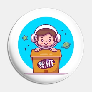 Cute Astronaut Kid In Box Pin