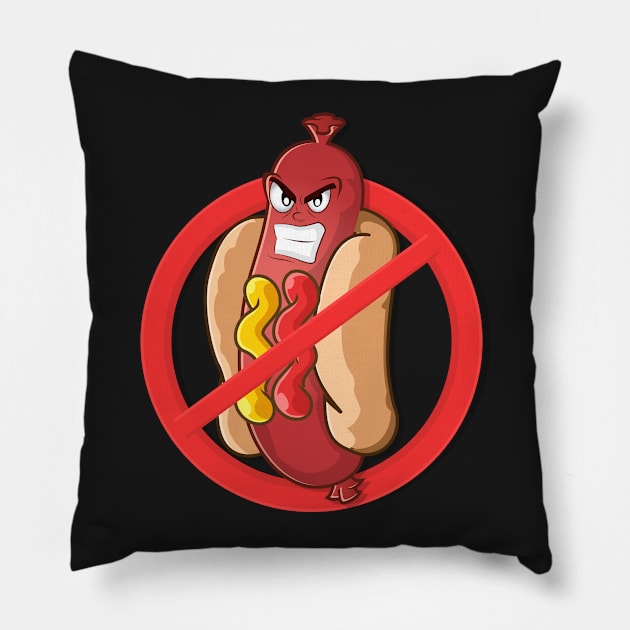 No Hot Dogs Allowed Pillow by JayeRyane