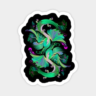 Couple green dancing dragons Magnet