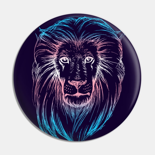 Lion Art (trans flag) Pin by Bardic Cat