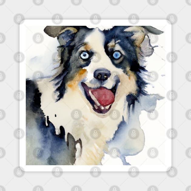 Border Collie Watercolor Painting - Dog Lover Gifts Magnet by Edd Paint Something