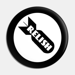 Bomb Relish Logo white circle transparent Pin