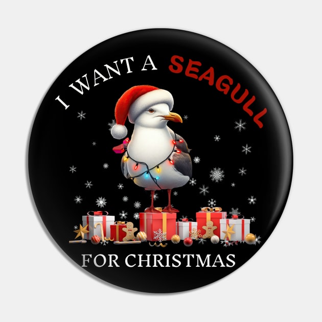 I Want a Seagull for Christmas  Xmas Lights Pin by Positive Designer