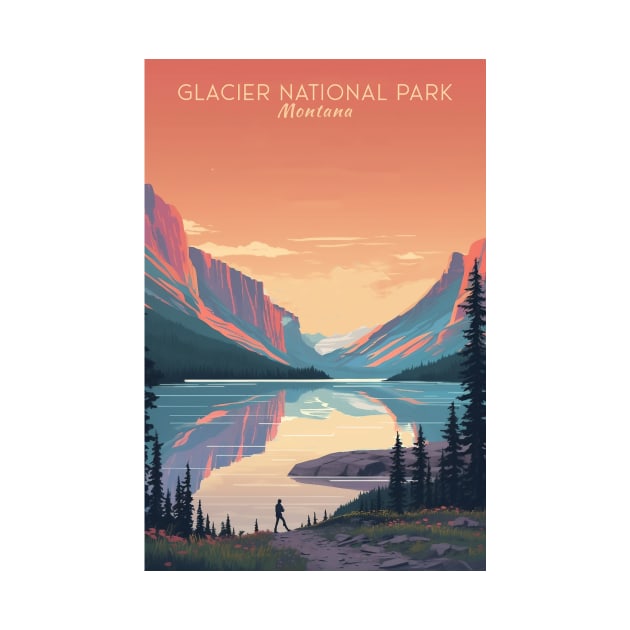 Glacier National Park Travel Poster by GreenMary Design