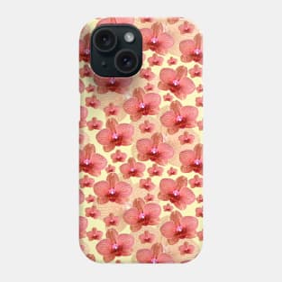Pink Orchid Pattern on Yellow Background Phone Case