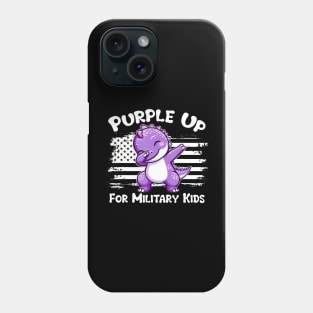 Dabbing Dinosaur Purple Up For Military Kids Military Child Phone Case