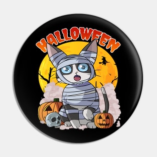 Cat Mummy Happy Halloween Witch Pin