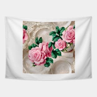 Roses and lace French shabby chic rococo pattern Tapestry